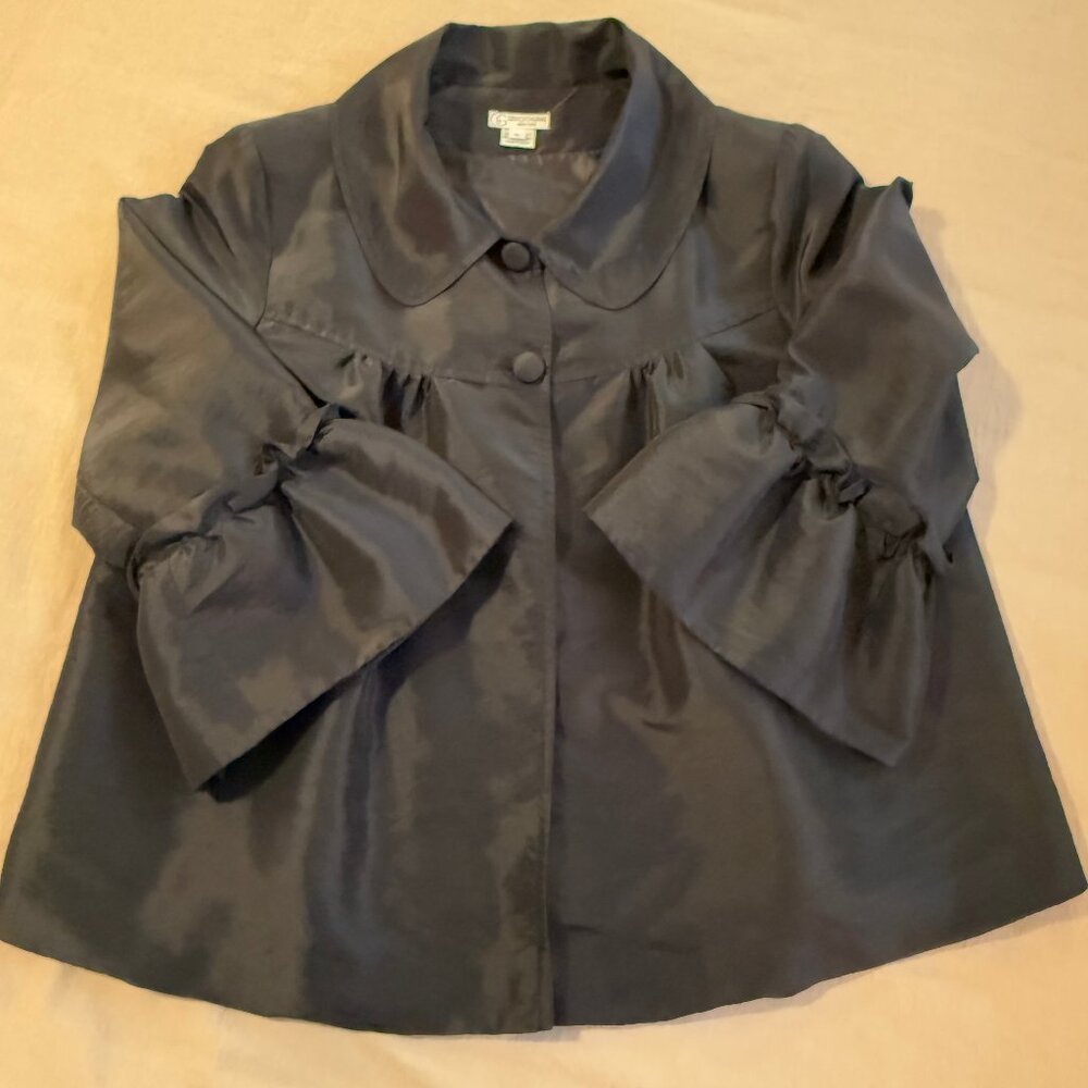 Grace Chuang Black Evening Pouf Trapeze & Swing Jacket Ruffle Sleeves Size XL‎